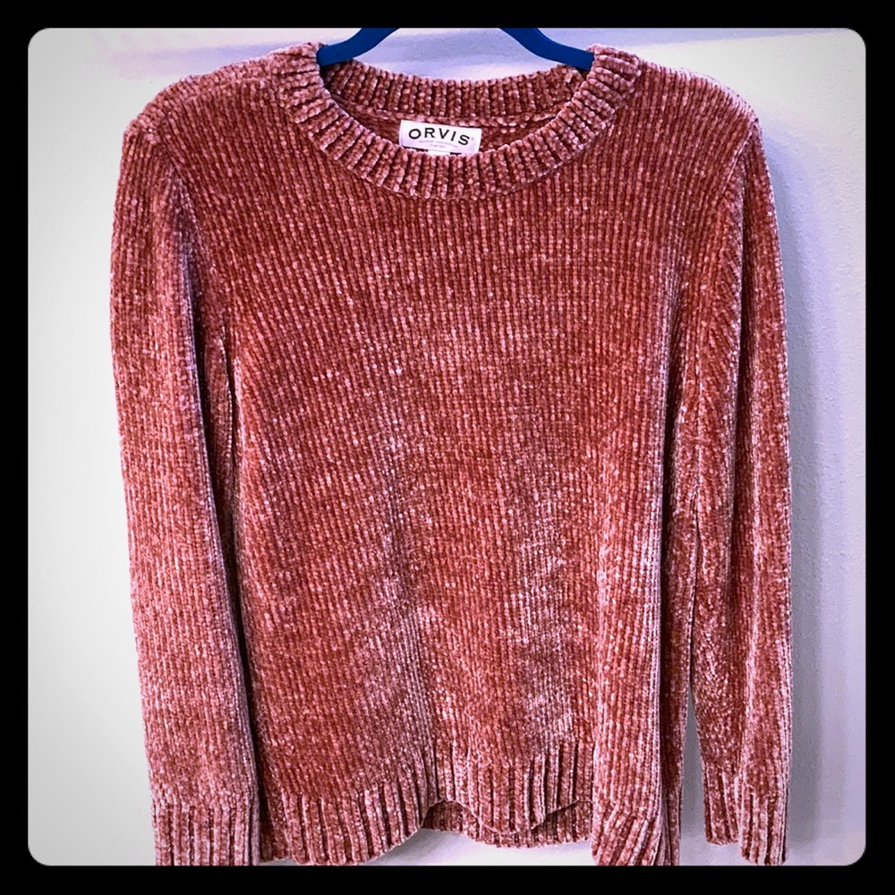Orvis Jewel Tone Rose Dusty Pink/Silver Color Shift Chenille Soft Relaxed Fit Lg - Picture 10 of 10
